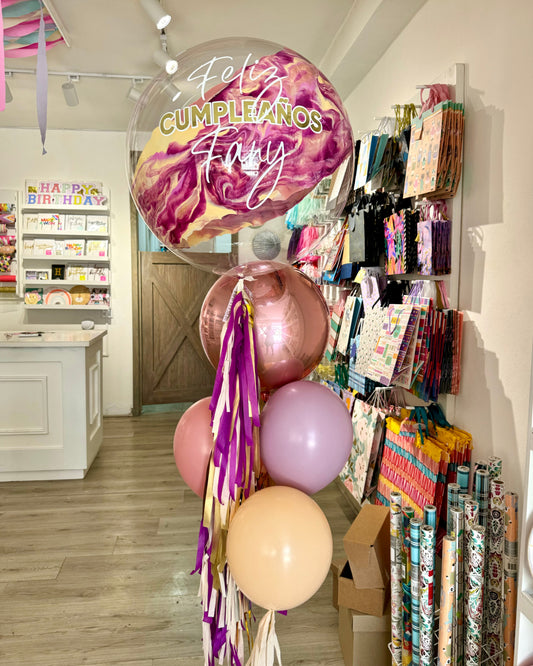 Globo Burbuja Gigante + 1 esfera orbz + 3 latex 12"