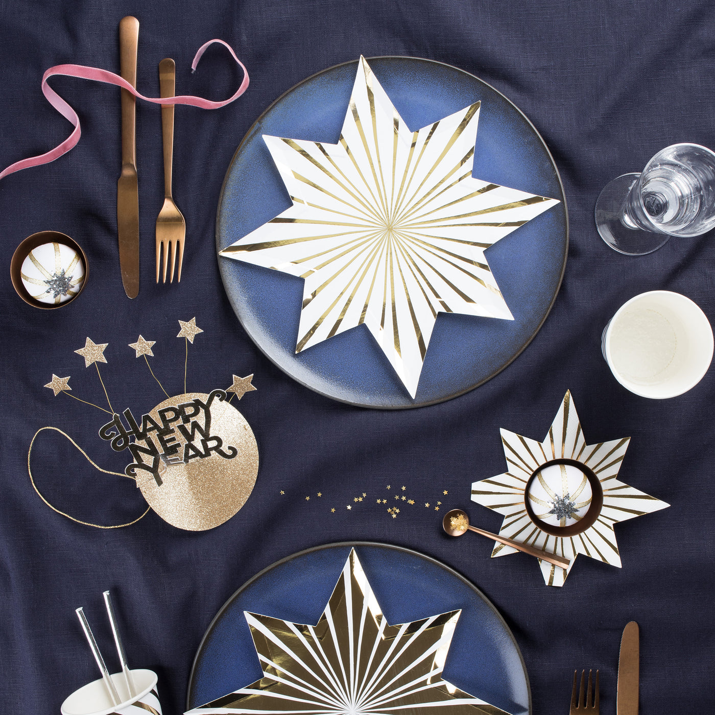 Servilleta de Estrella Rayas Doradas